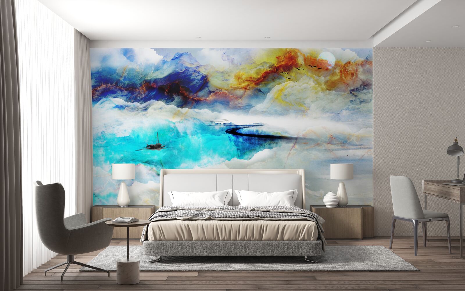 Фотошпалери берег блакитного моря під час шторму