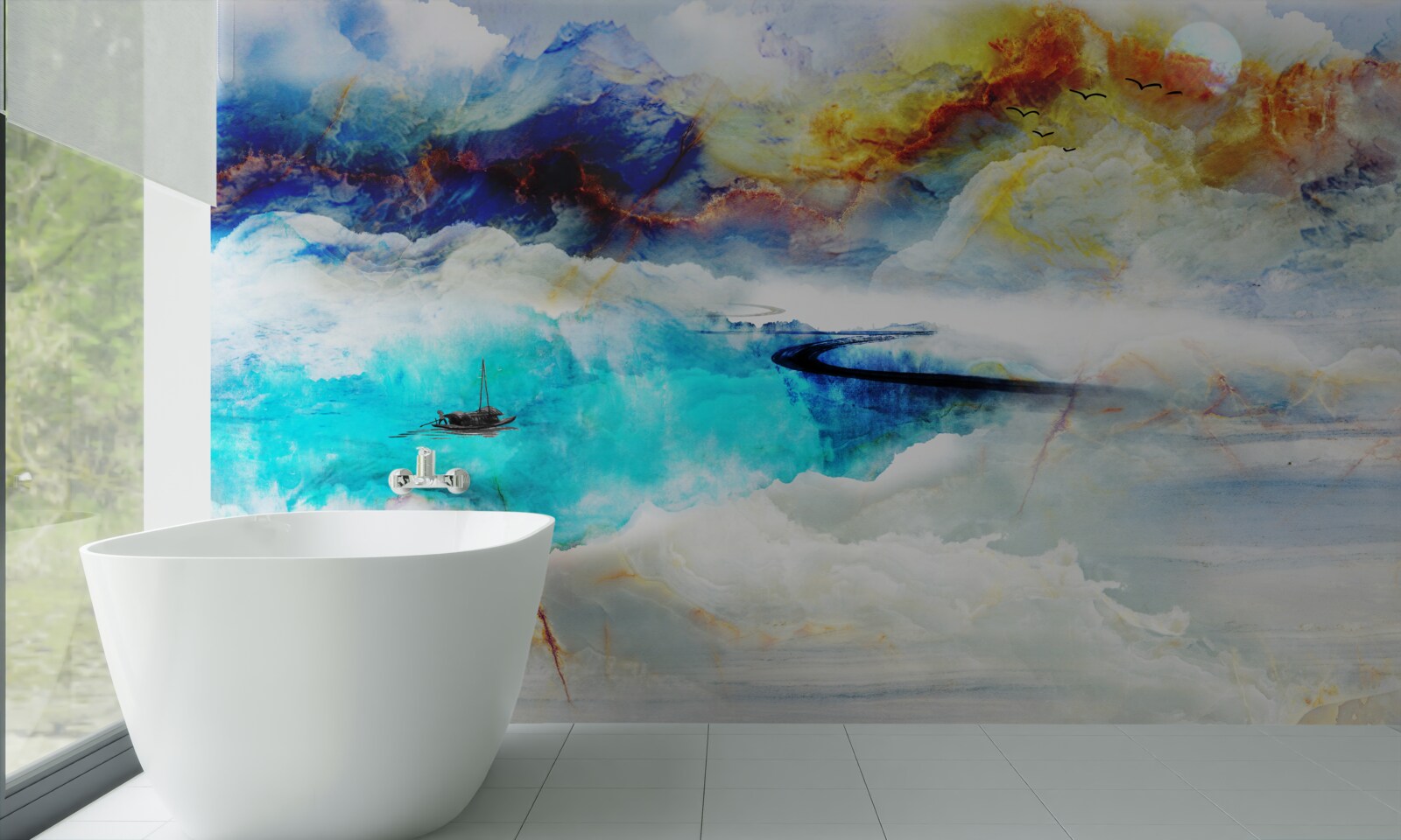 Фотошпалери берег блакитного моря під час шторму