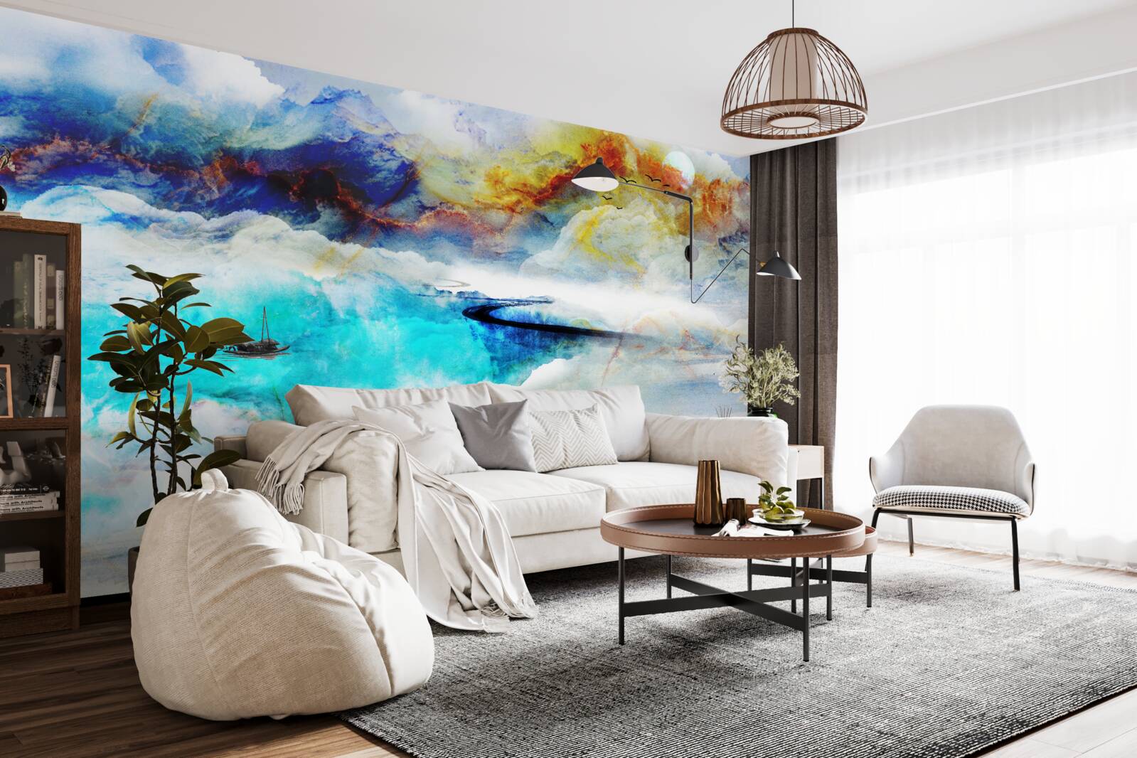 Фотошпалери берег блакитного моря під час шторму