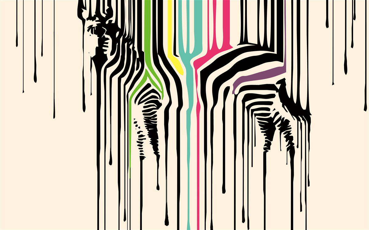 Фотошпалери зебра зображена розмазаною фарбою