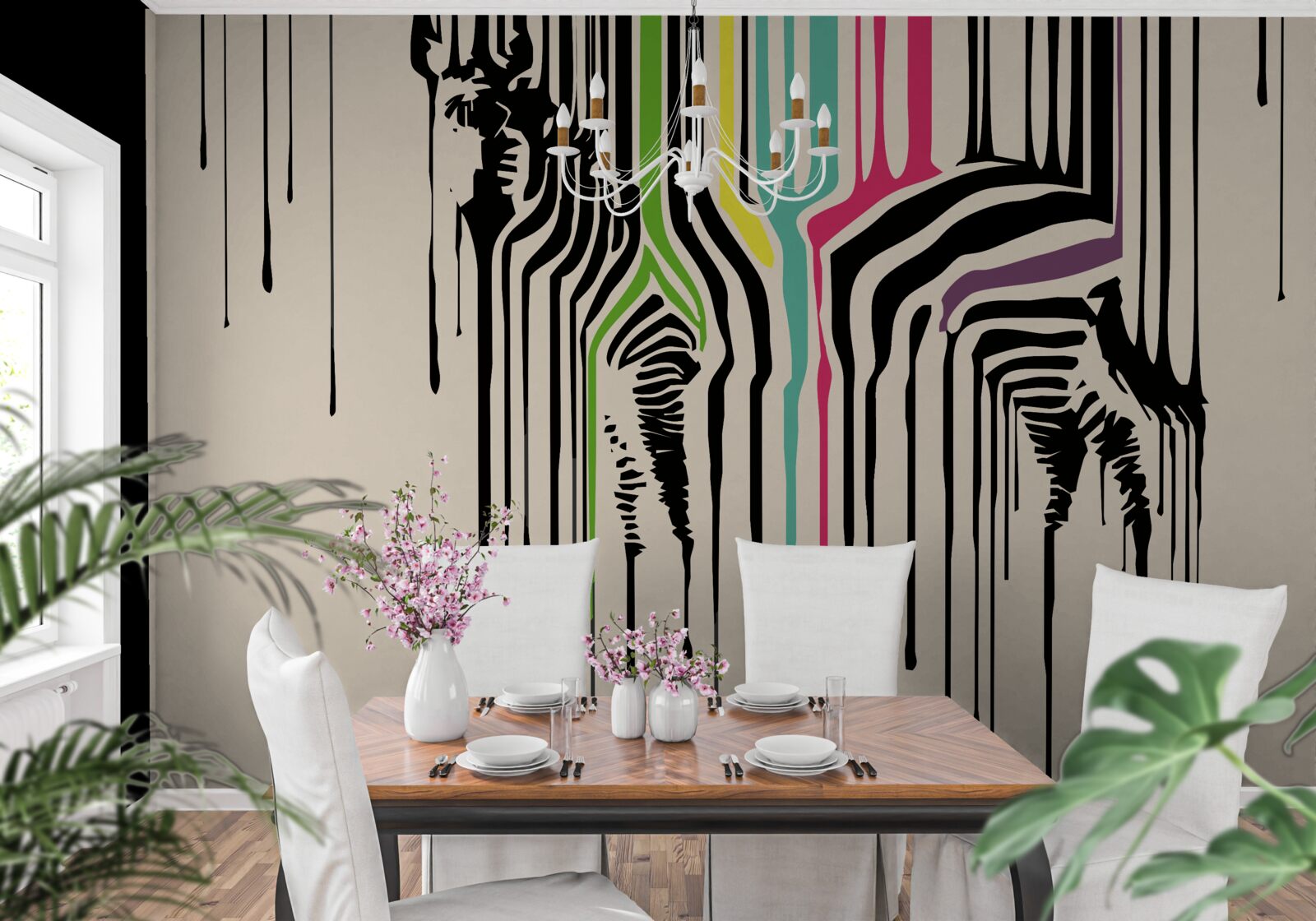 Фотошпалери зебра зображена розмазаною фарбою