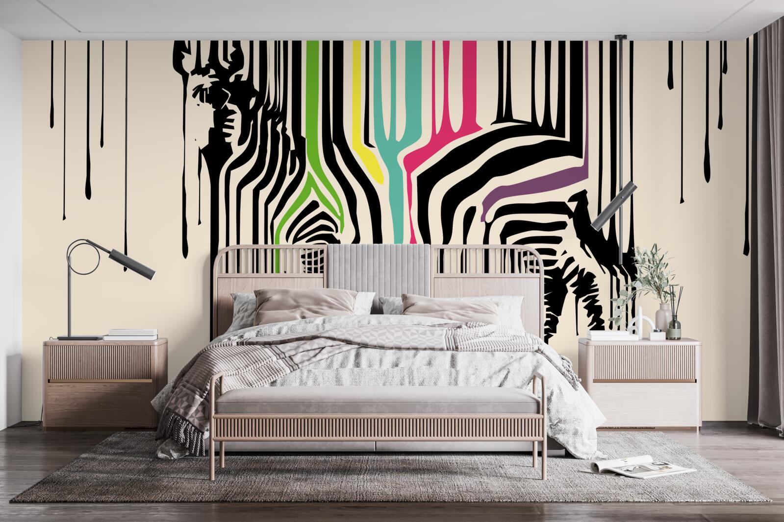 Фотошпалери зебра зображена розмазаною фарбою