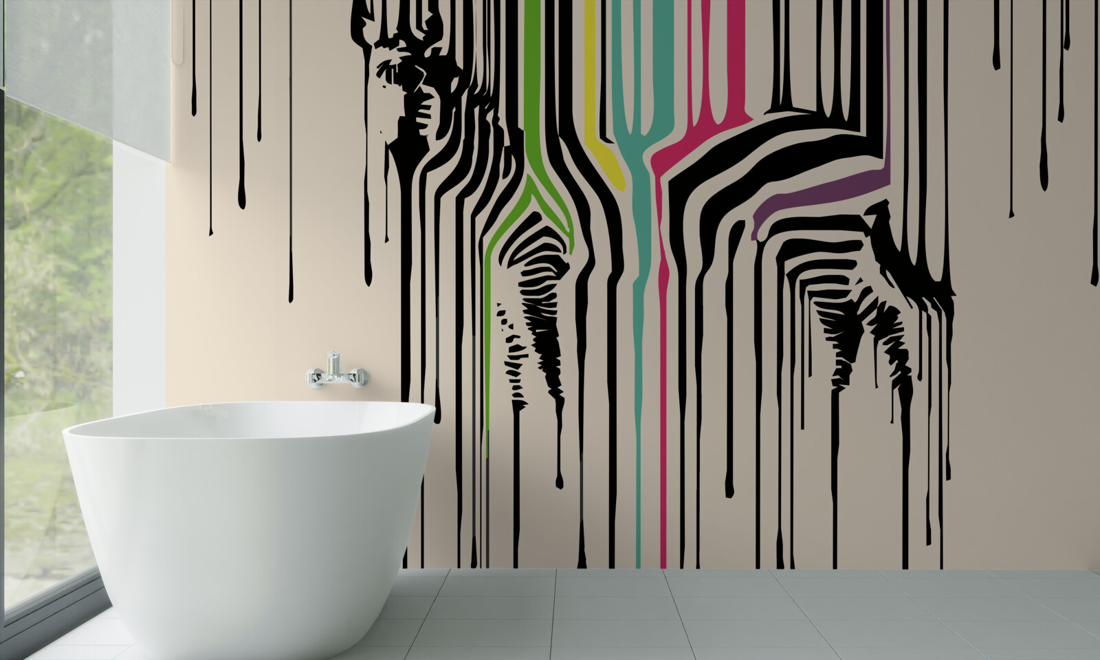 Фотошпалери зебра зображена розмазаною фарбою