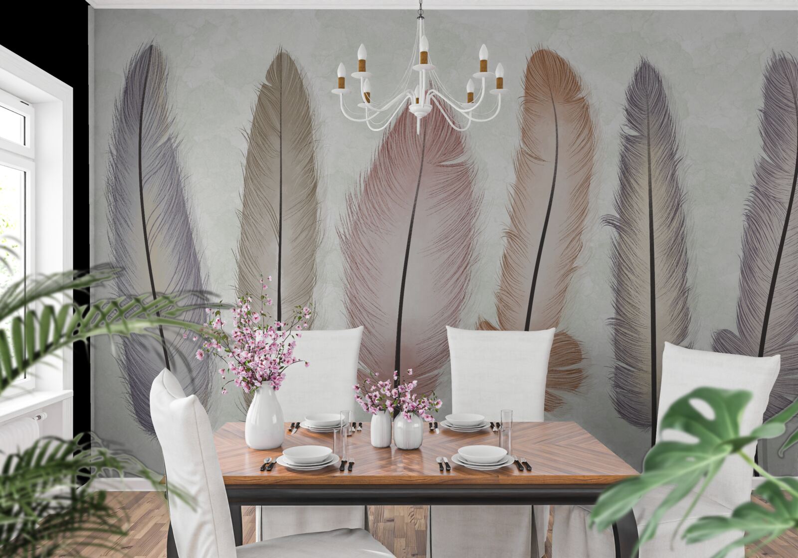 Фотошпалери розкішне пастельне пір'я має значну довжину