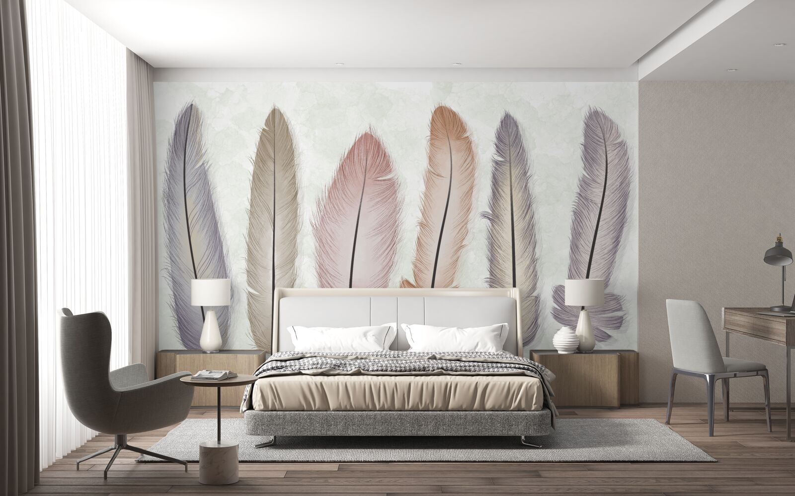 Фотошпалери розкішне пастельне пір'я має значну довжину