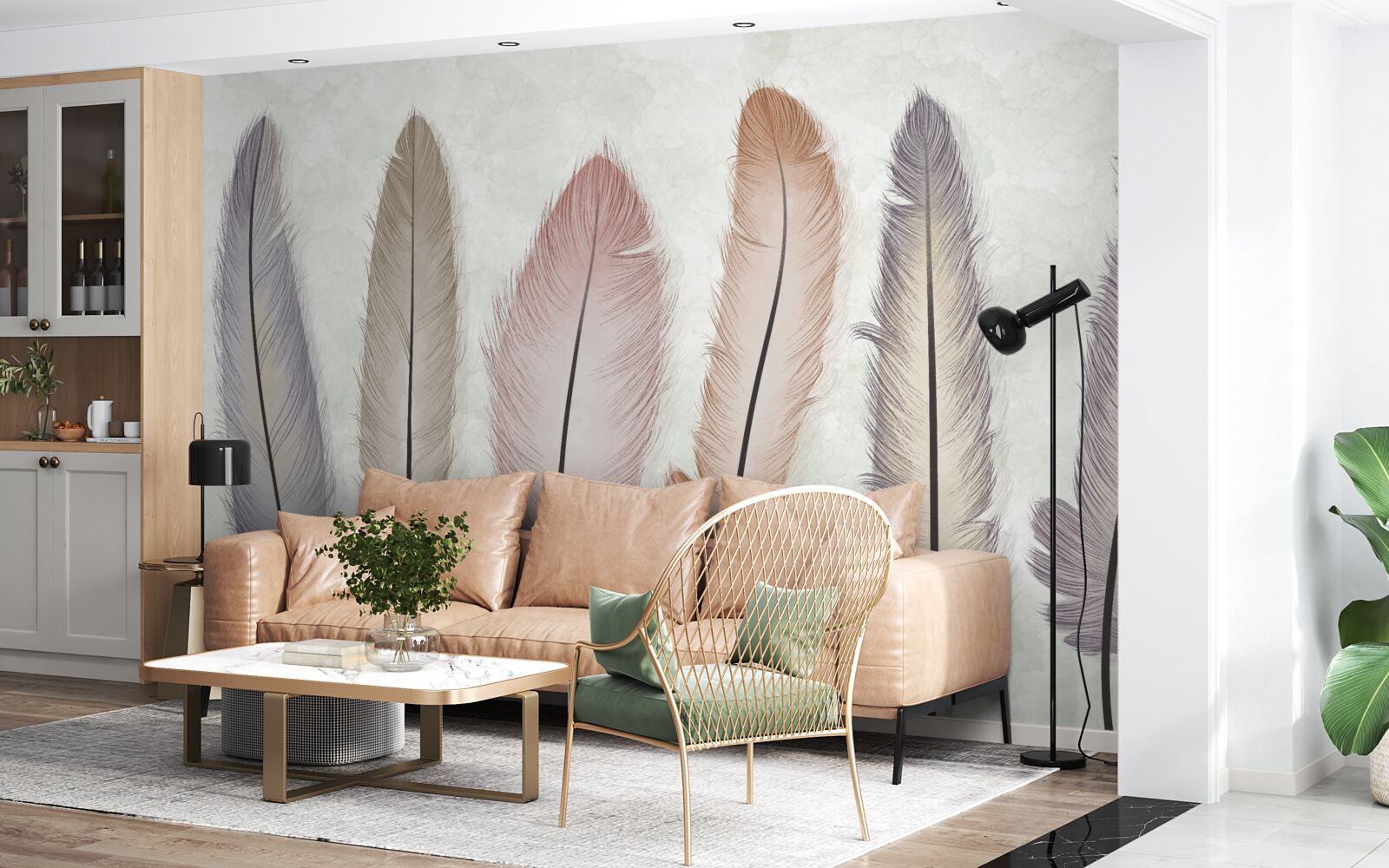 Фотошпалери розкішне пастельне пір'я має значну довжину