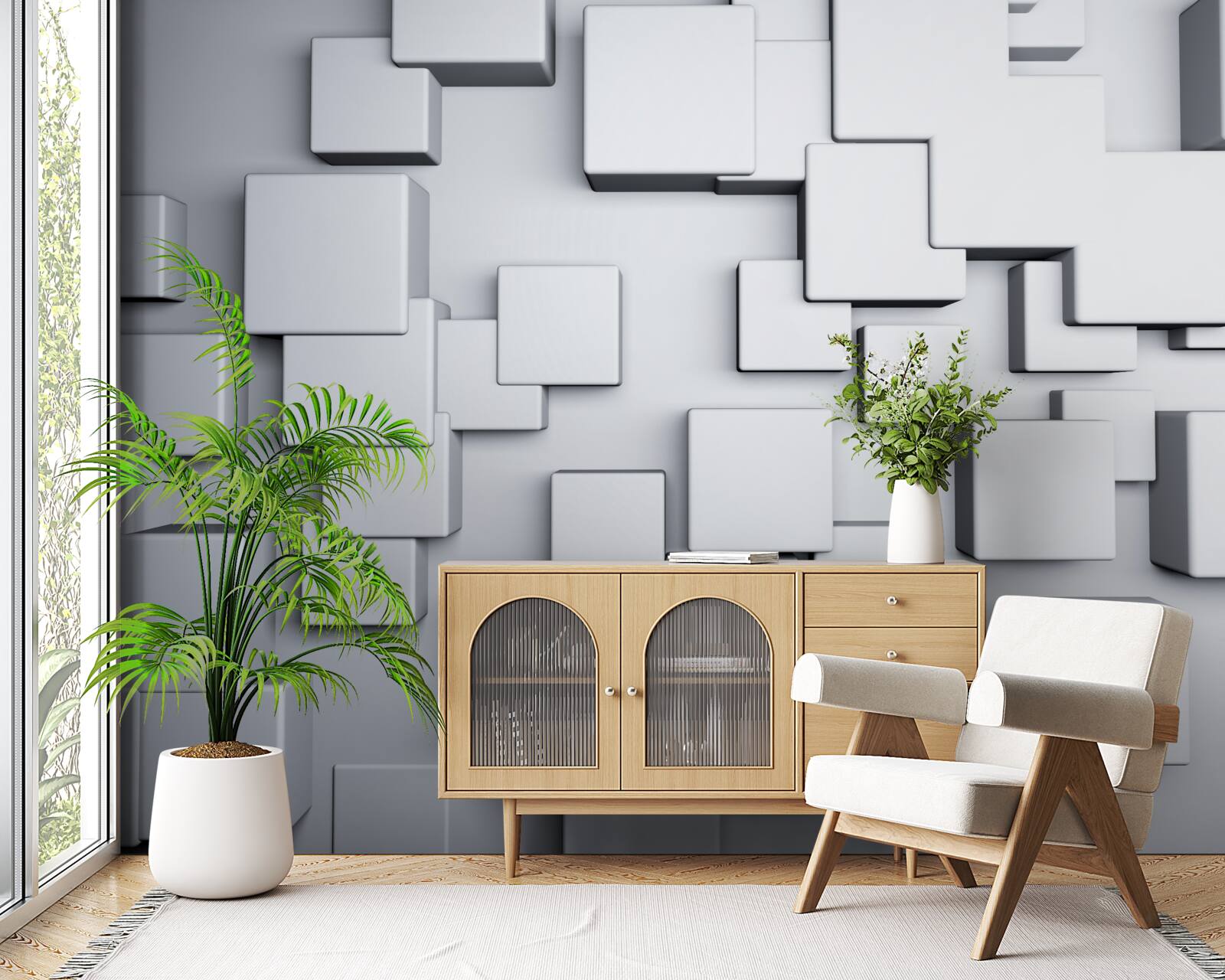 Фотошпалери великі сірі прямокутні форми