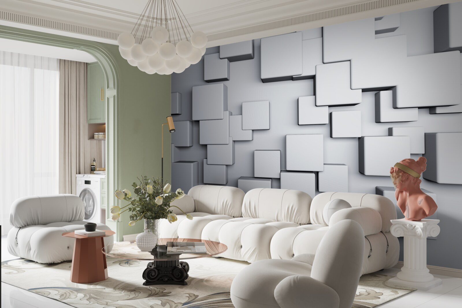 Фотошпалери великі сірі прямокутні форми