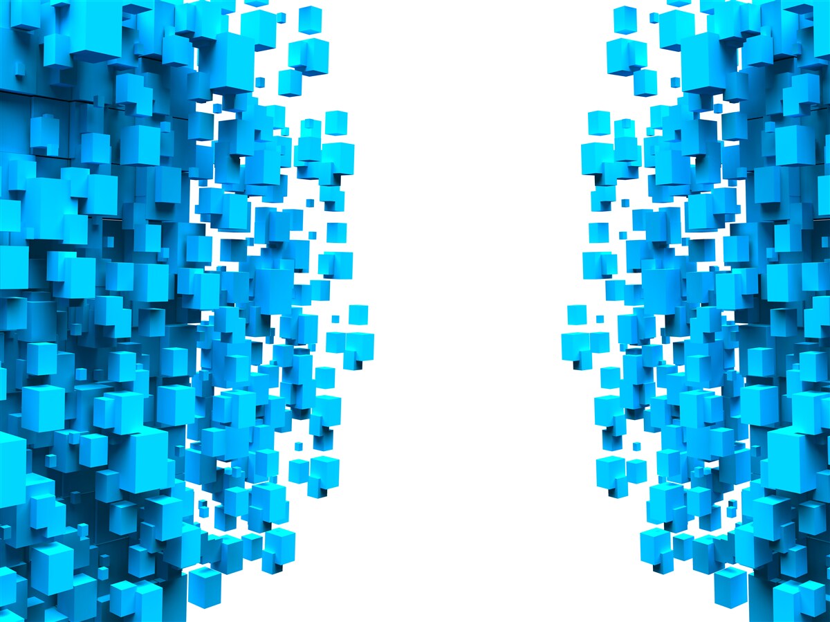 Фотошпалери сині квадрати, що плавають в абстракції