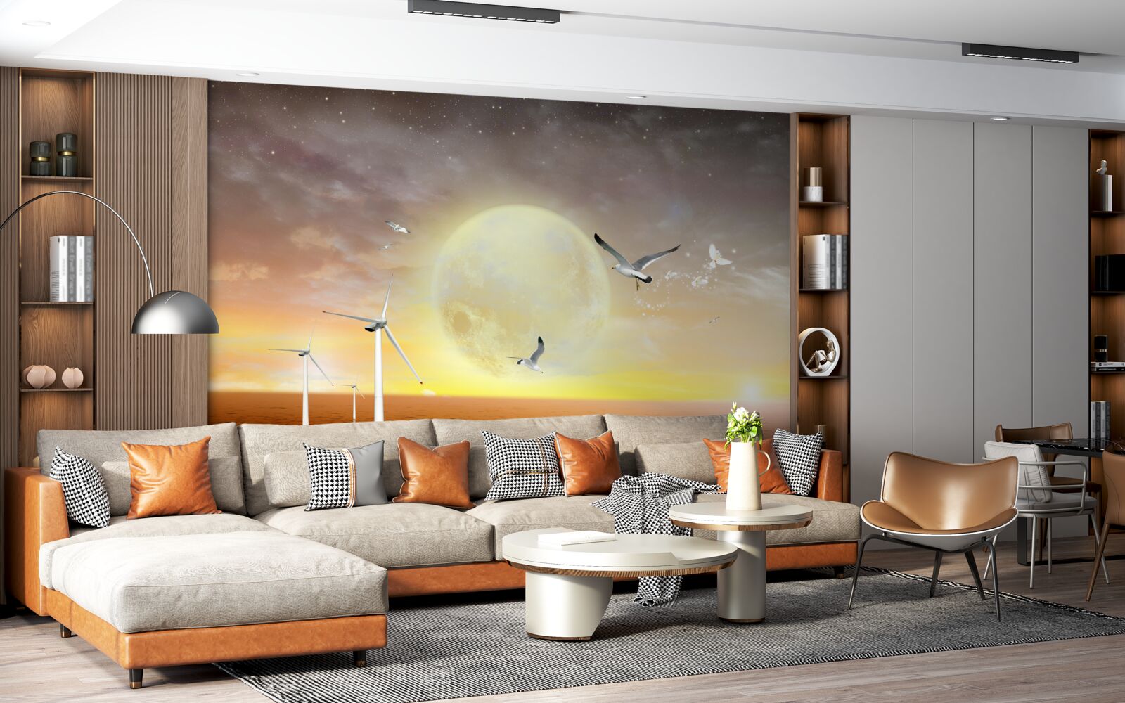 Фотошпалери захід сонця над морем супроводжується криками чайок