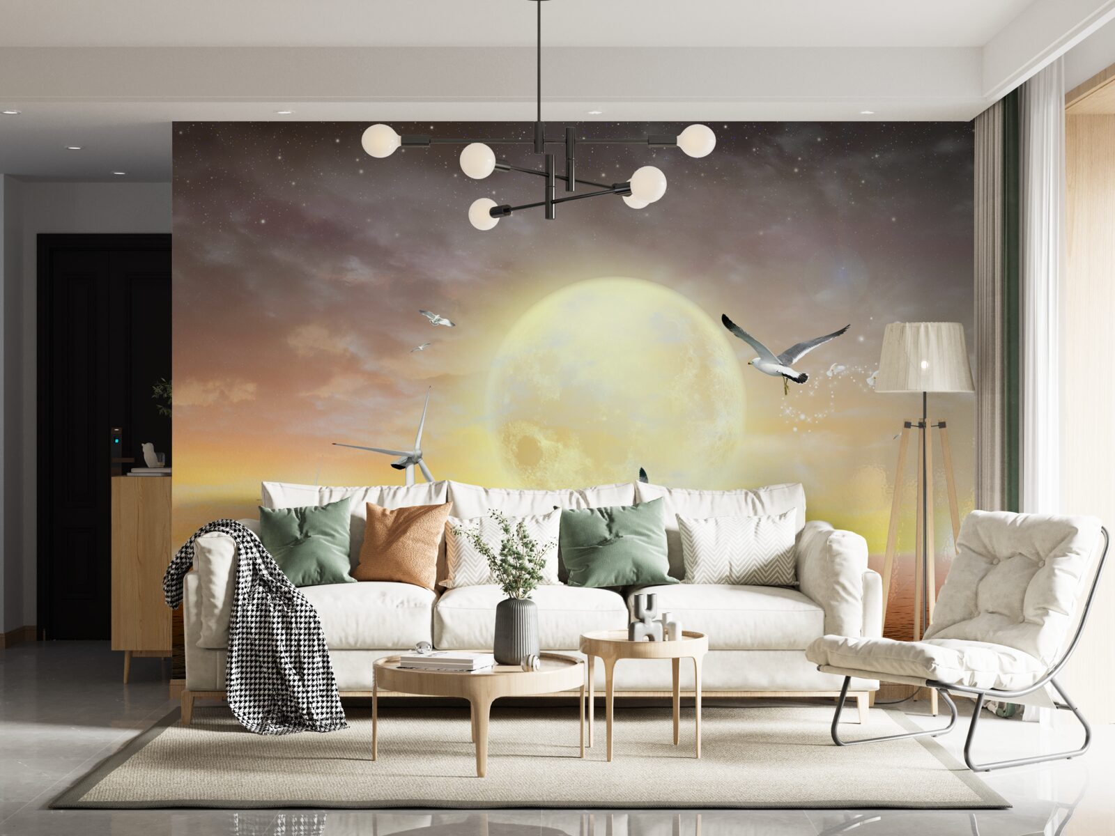 Фотошпалери захід сонця над морем супроводжується криками чайок