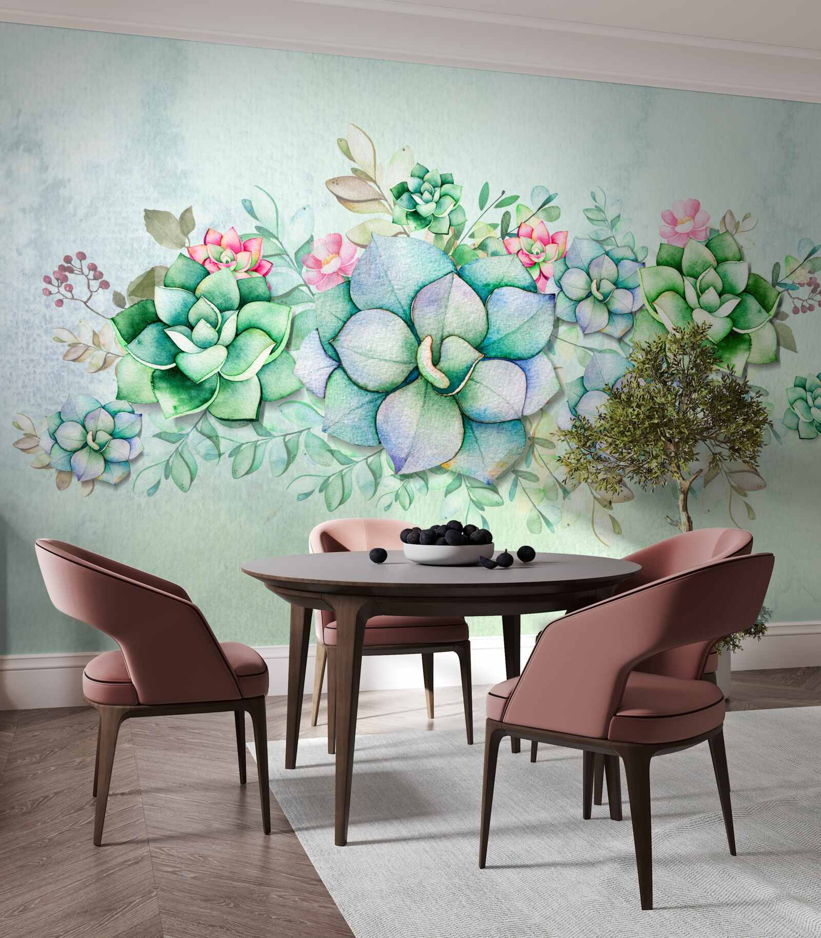 Фотошпалери набір зелених сукулентів