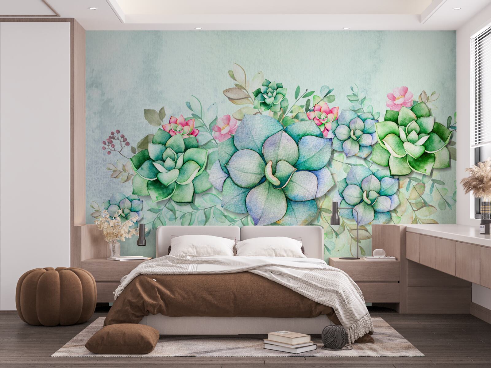 Фотошпалери набір зелених сукулентів