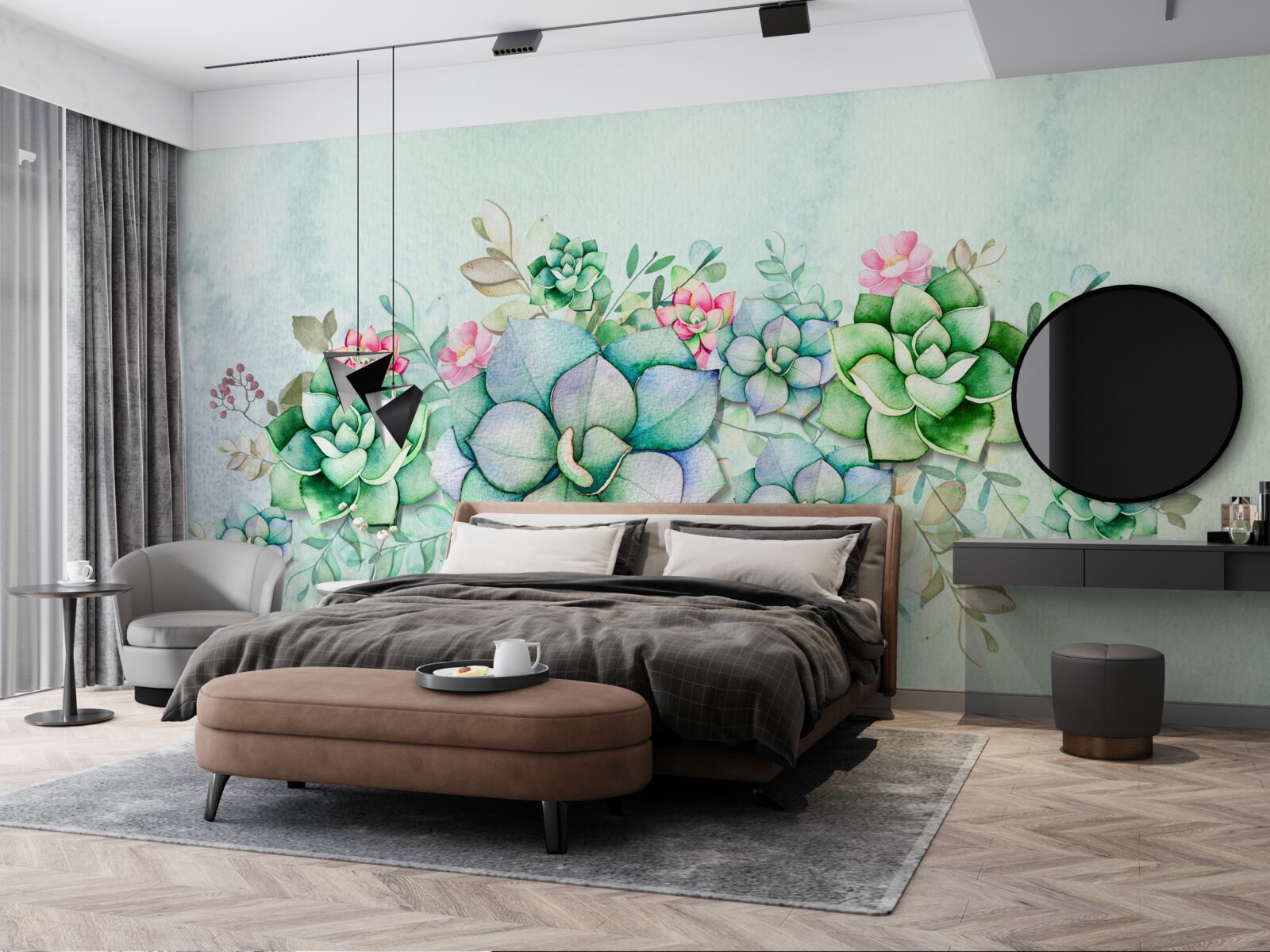 Фотошпалери набір зелених сукулентів