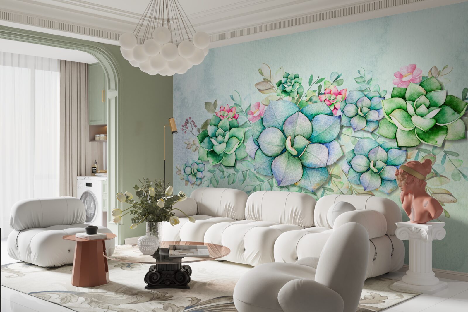 Фотошпалери набір зелених сукулентів