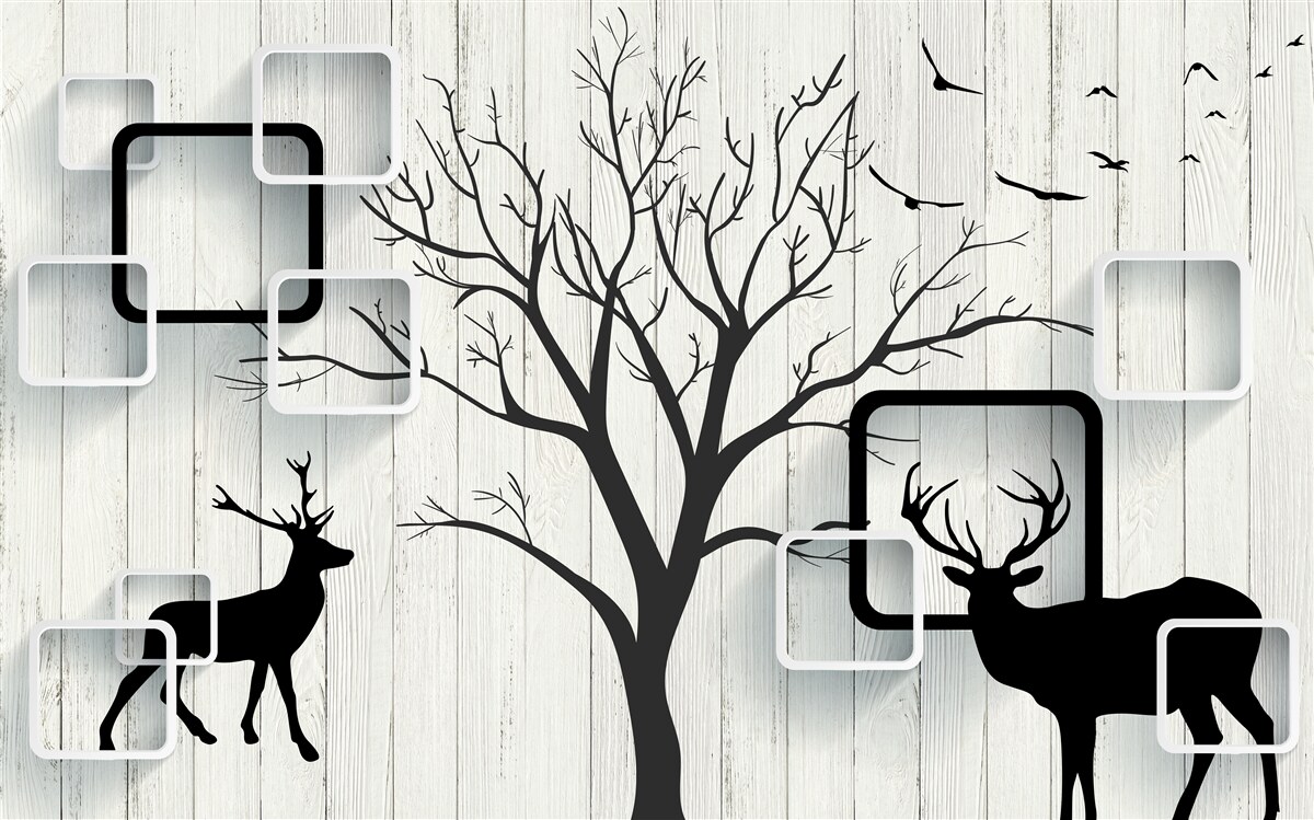 Фотошпалери дерево слугує місцем для вигулу оленів