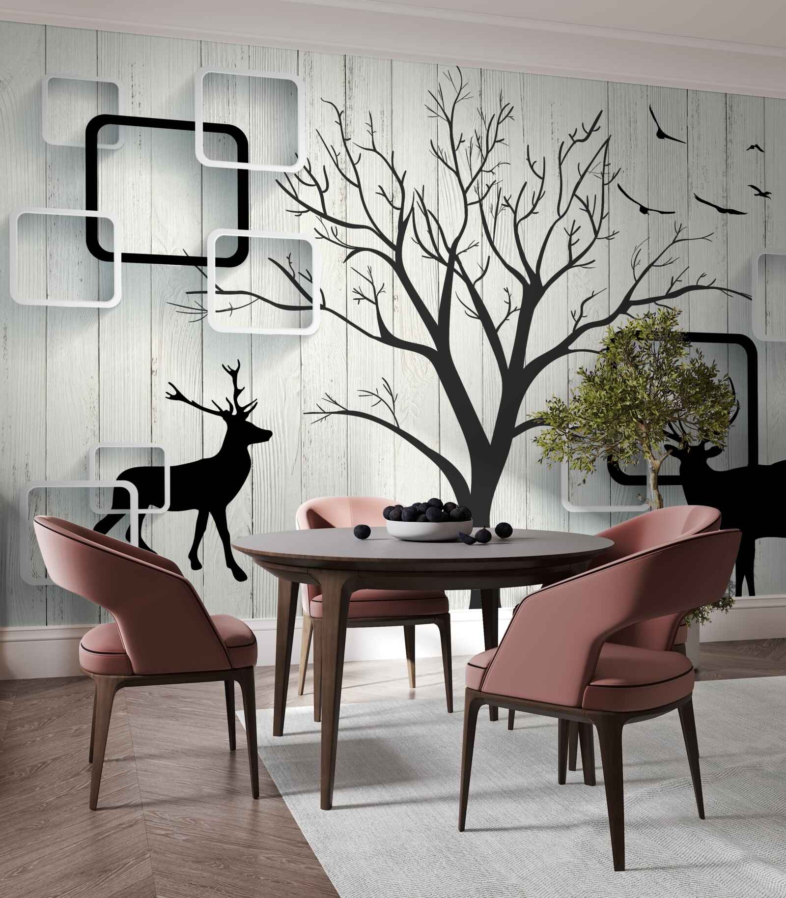 Фотошпалери дерево слугує місцем для вигулу оленів