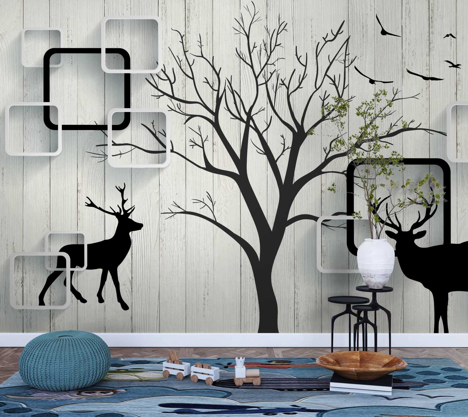 Фотошпалери дерево слугує місцем для вигулу оленів