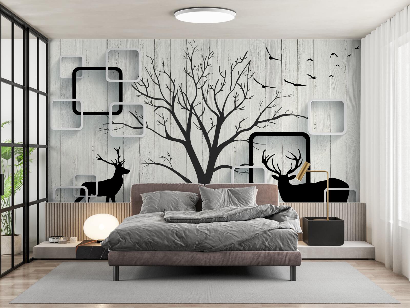 Фотошпалери дерево слугує місцем для вигулу оленів