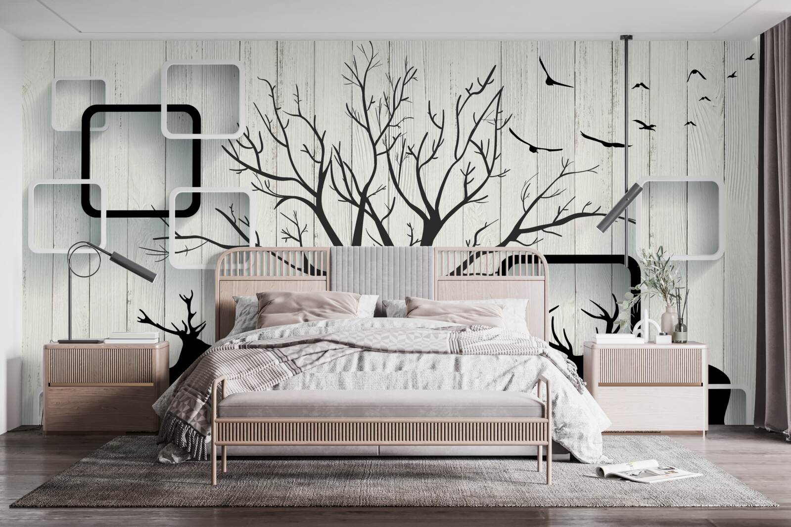 Фотошпалери дерево слугує місцем для вигулу оленів