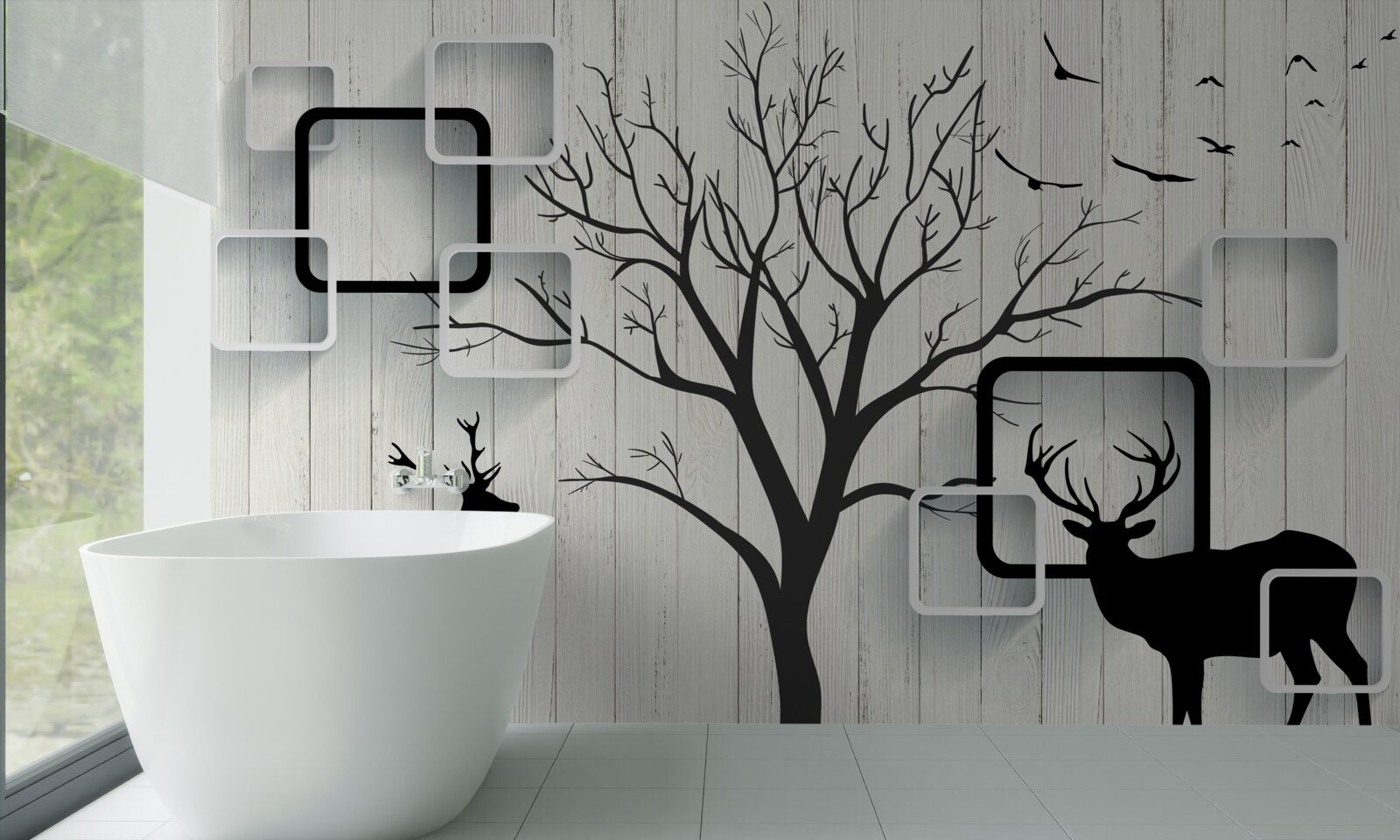 Фотошпалери дерево слугує місцем для вигулу оленів