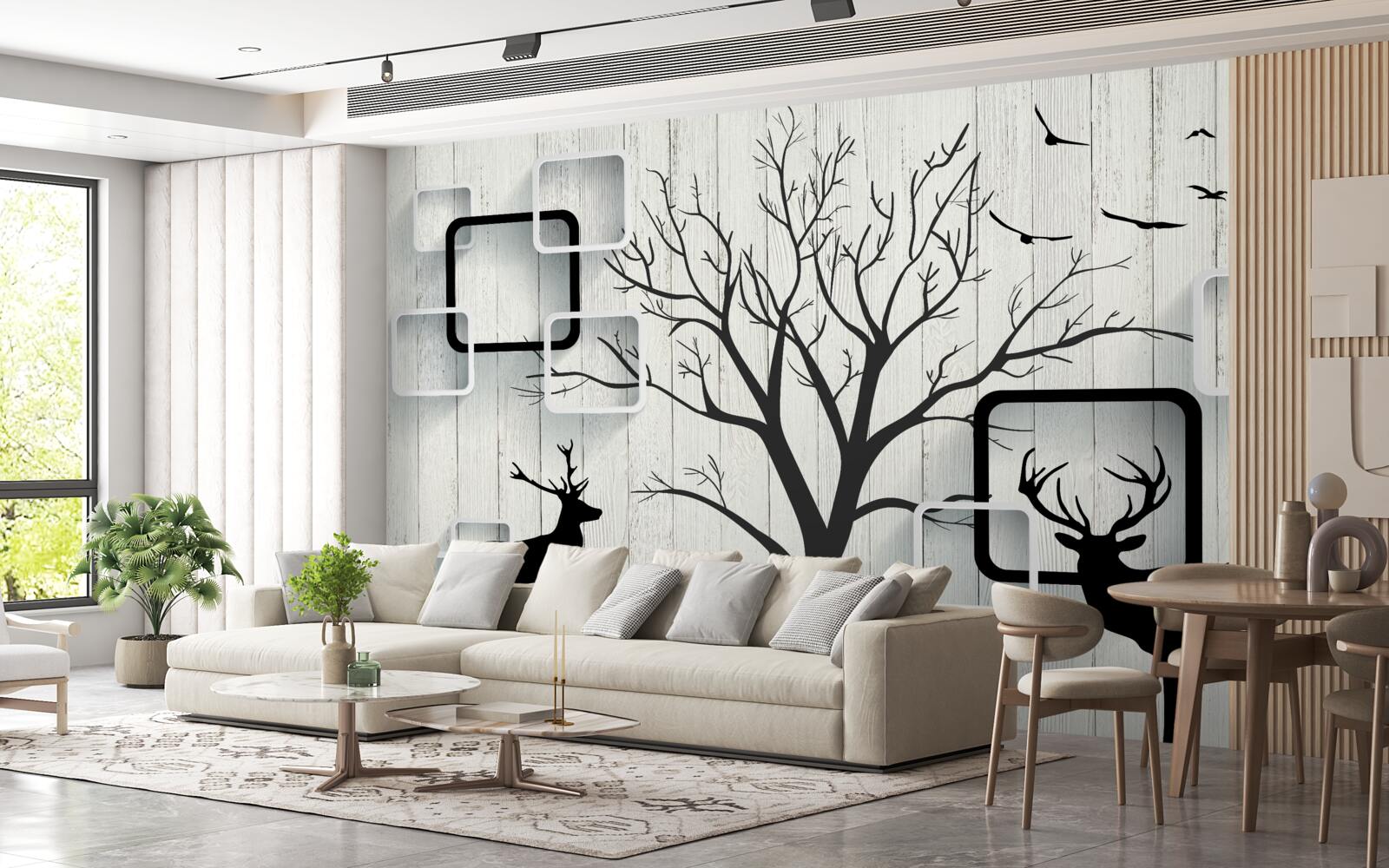 Фотошпалери дерево слугує місцем для вигулу оленів