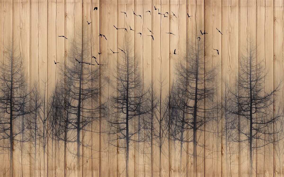 Фотошпалери на ілюстрації на танцполі зображені птахи, що летять у небі