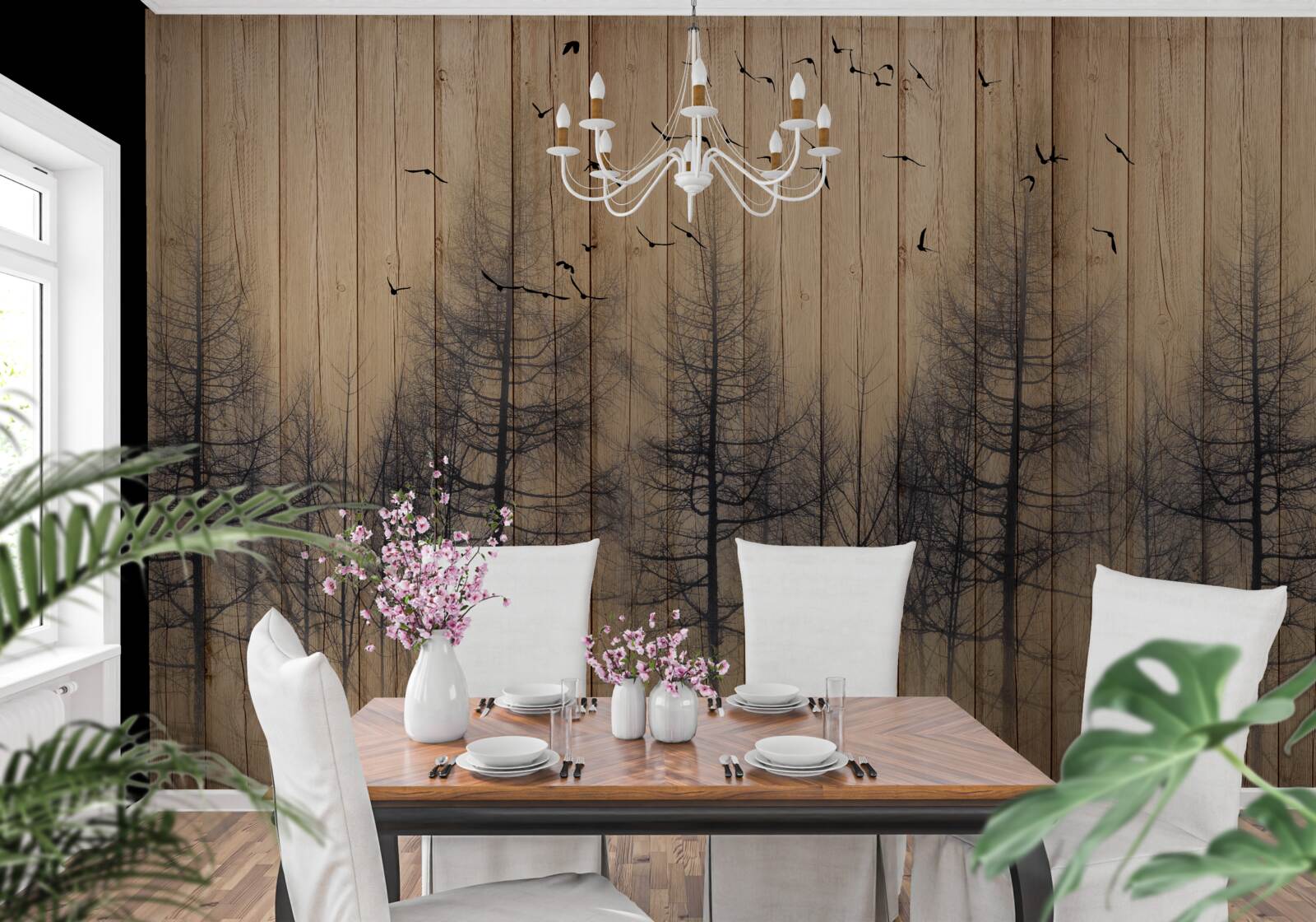 Фотошпалери на ілюстрації на танцполі зображені птахи, що летять у небі