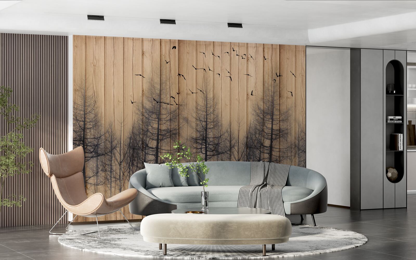 Фотошпалери на ілюстрації на танцполі зображені птахи, що летять у небі