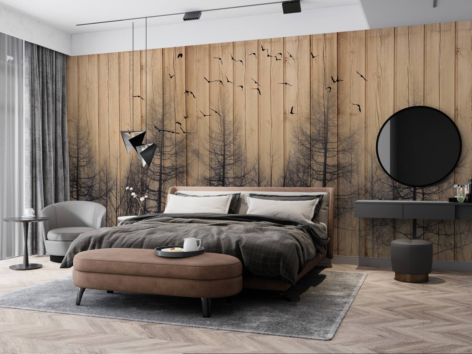 Фотошпалери на ілюстрації на танцполі зображені птахи, що летять у небі