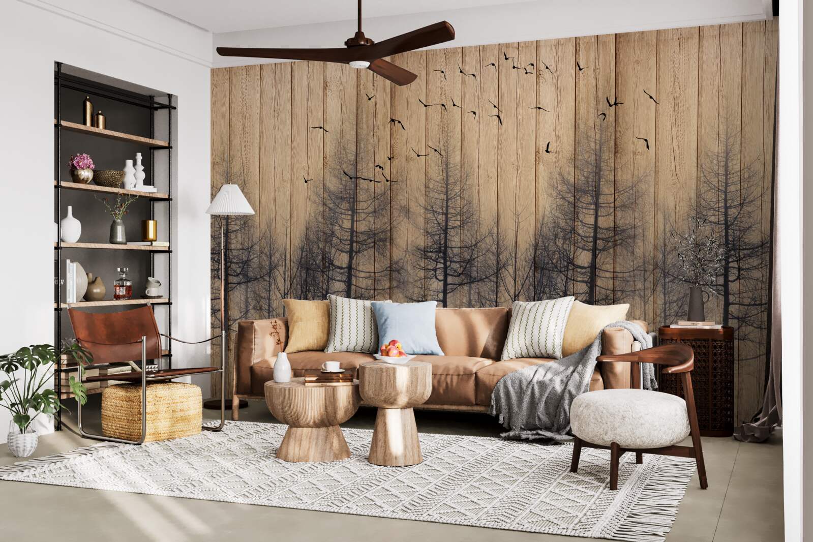 Фотошпалери на ілюстрації на танцполі зображені птахи, що летять у небі