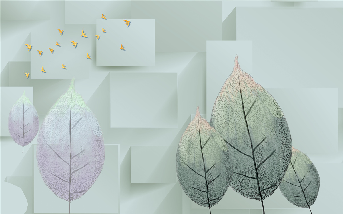 Фотошпалери Жовті птахи та листя