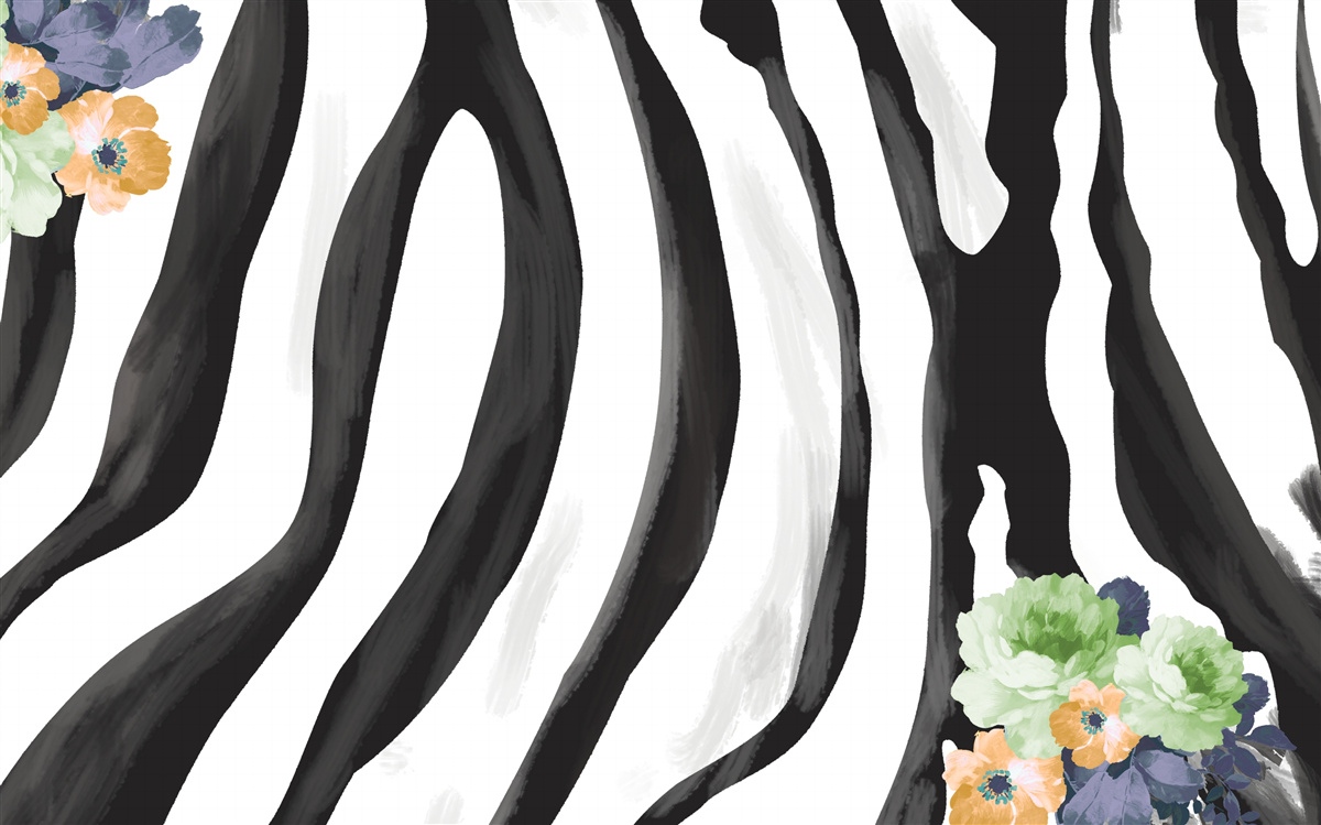 Фотошпалери фон з квітами на тлі чорно-білих смуг