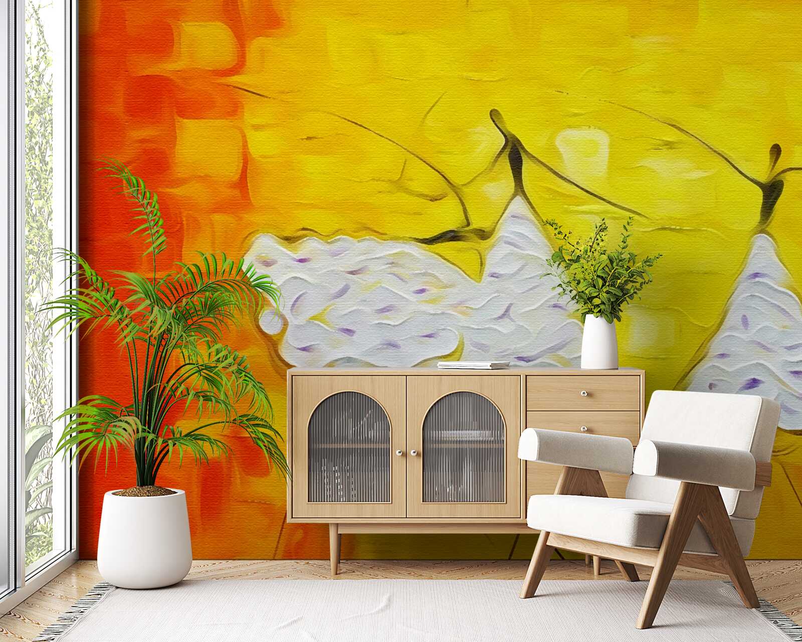 Фотошпалери вираз обличчя дівчат у сукнях, прикрашених квітами