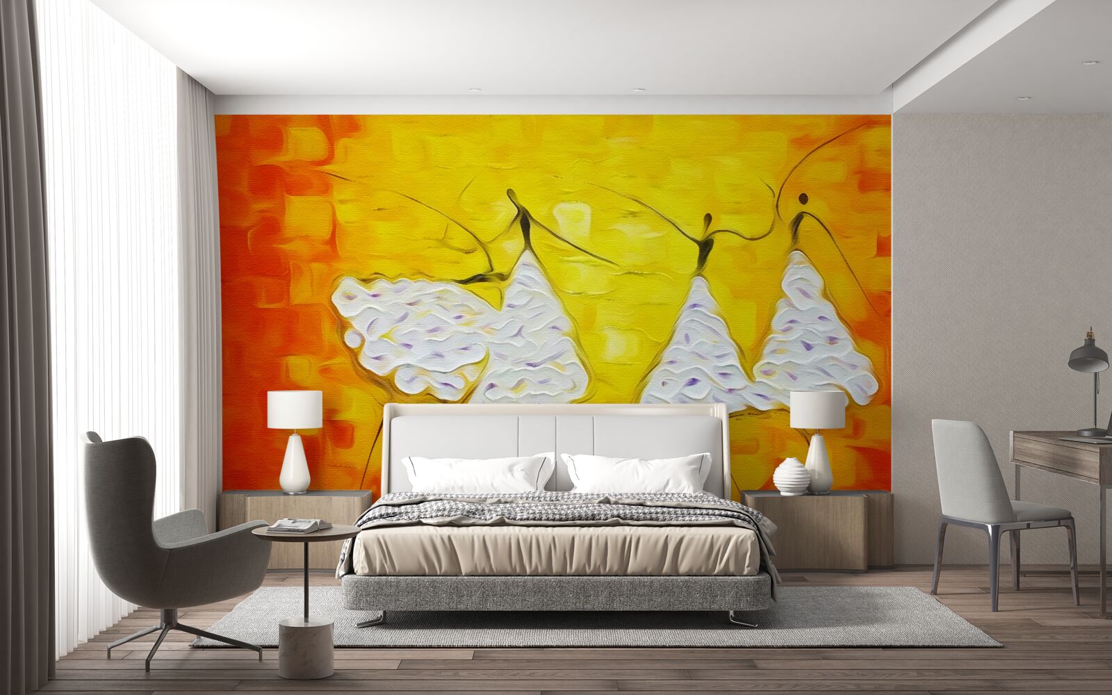 Фотошпалери вираз обличчя дівчат у сукнях, прикрашених квітами