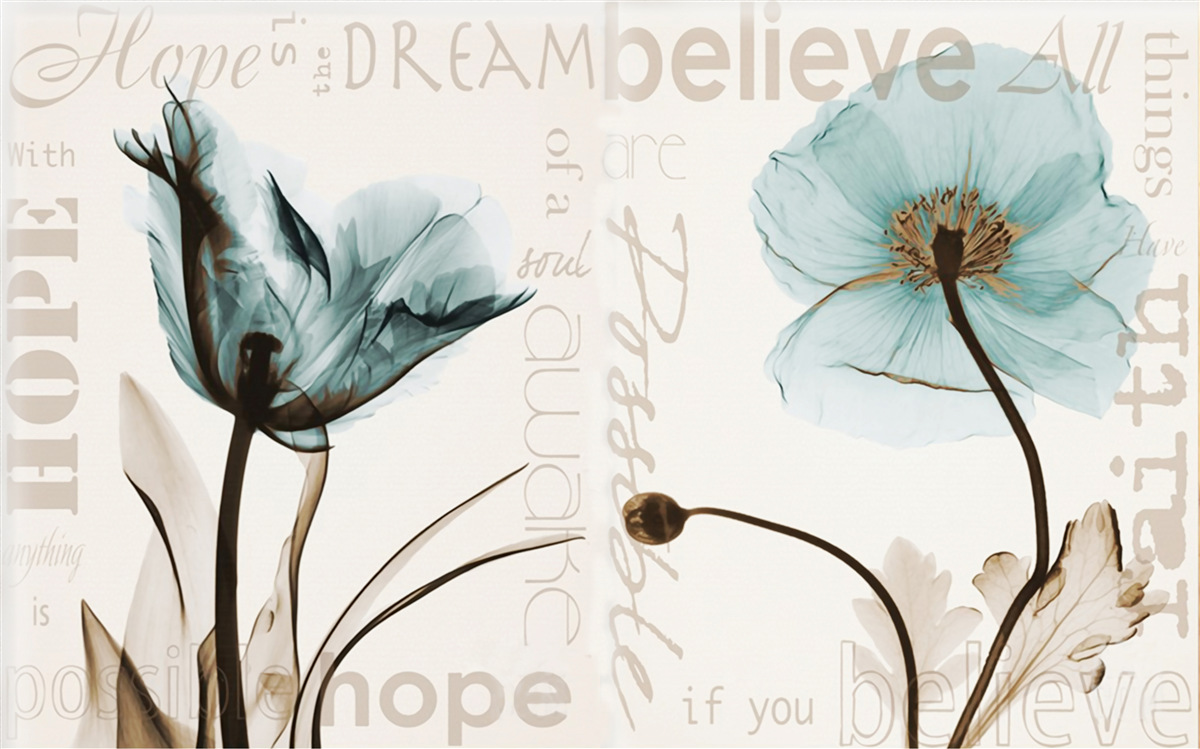 Фотошпалери ніжно-бірюзові маки