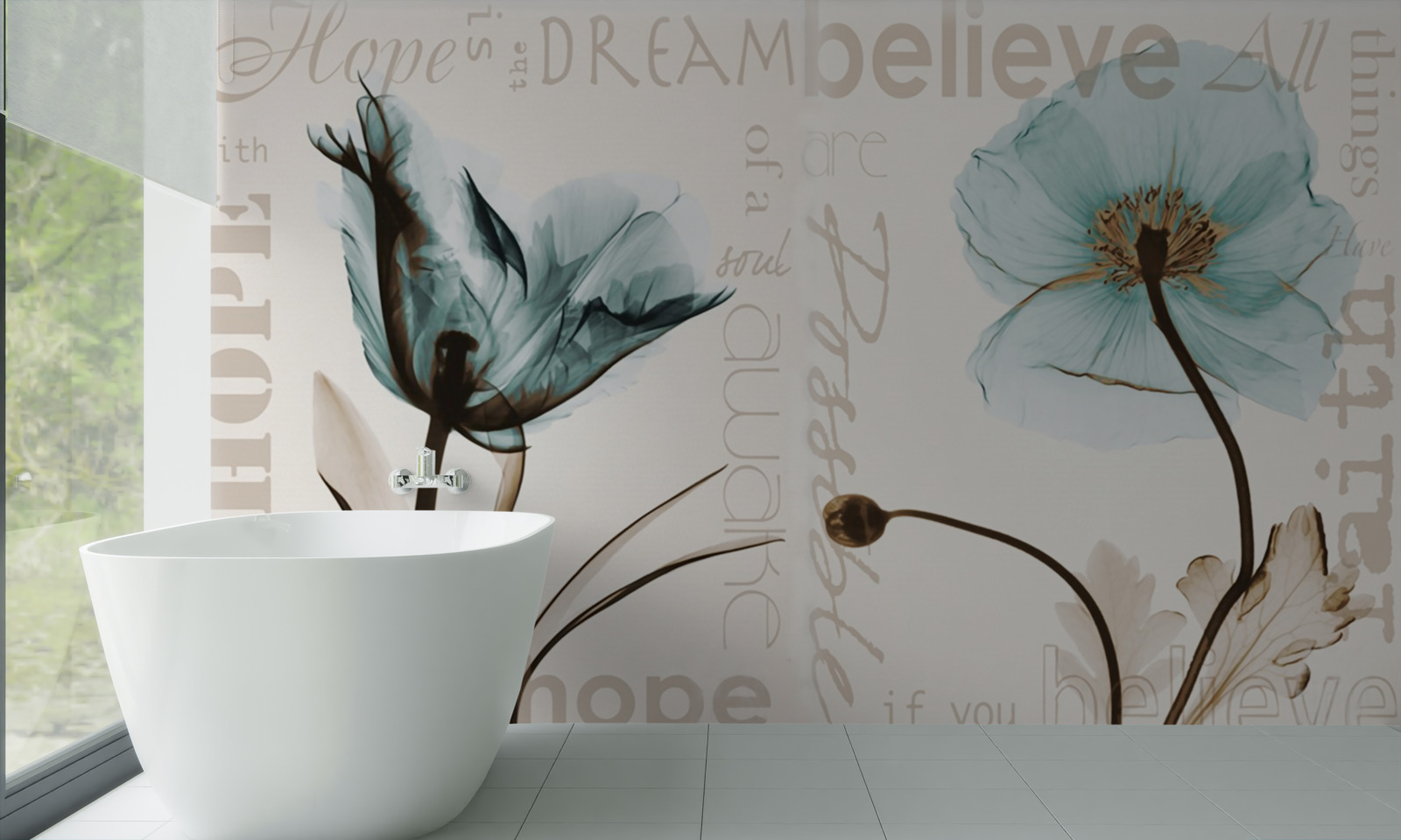 Фотошпалери ніжно-бірюзові маки