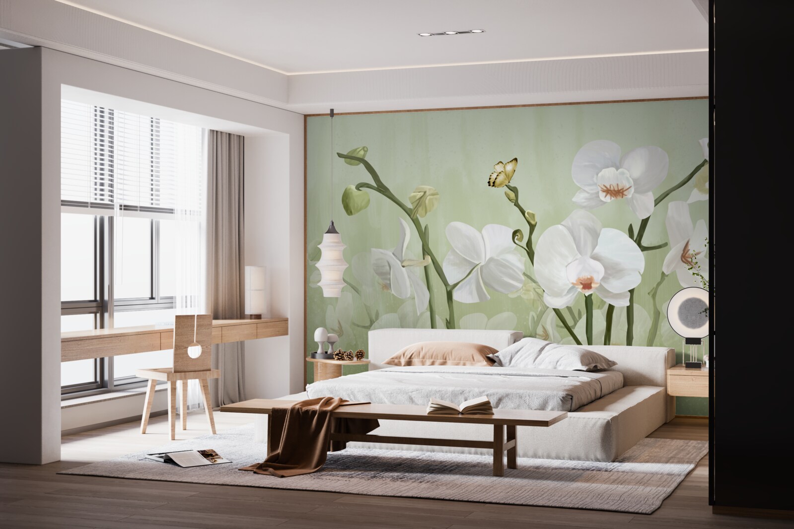 Фотошпалери білі квіти з незвичайним зовнішнім виглядом