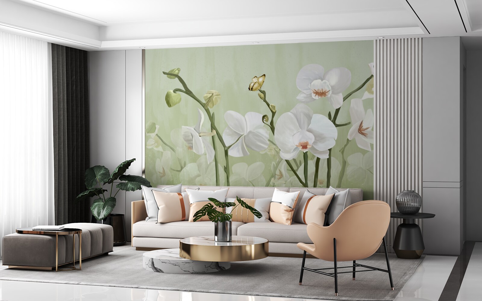 Фотошпалери білі квіти з незвичайним зовнішнім виглядом