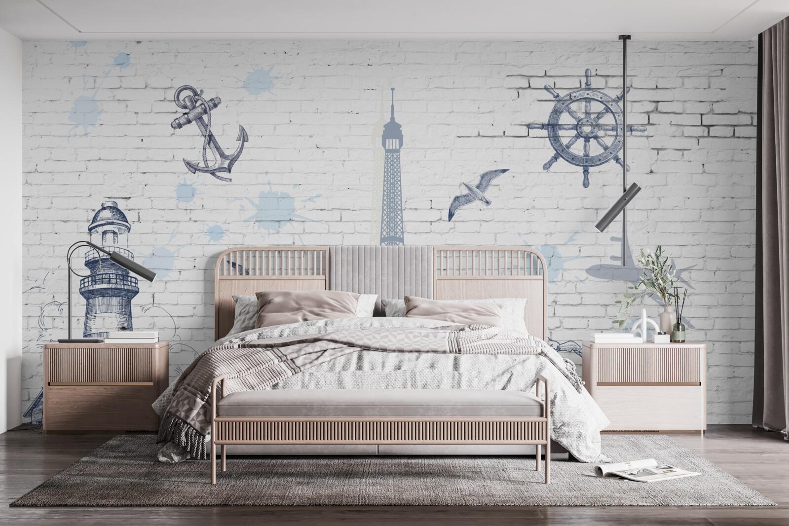 Фотошпалери Ейфелева вежа та маяк на стіні