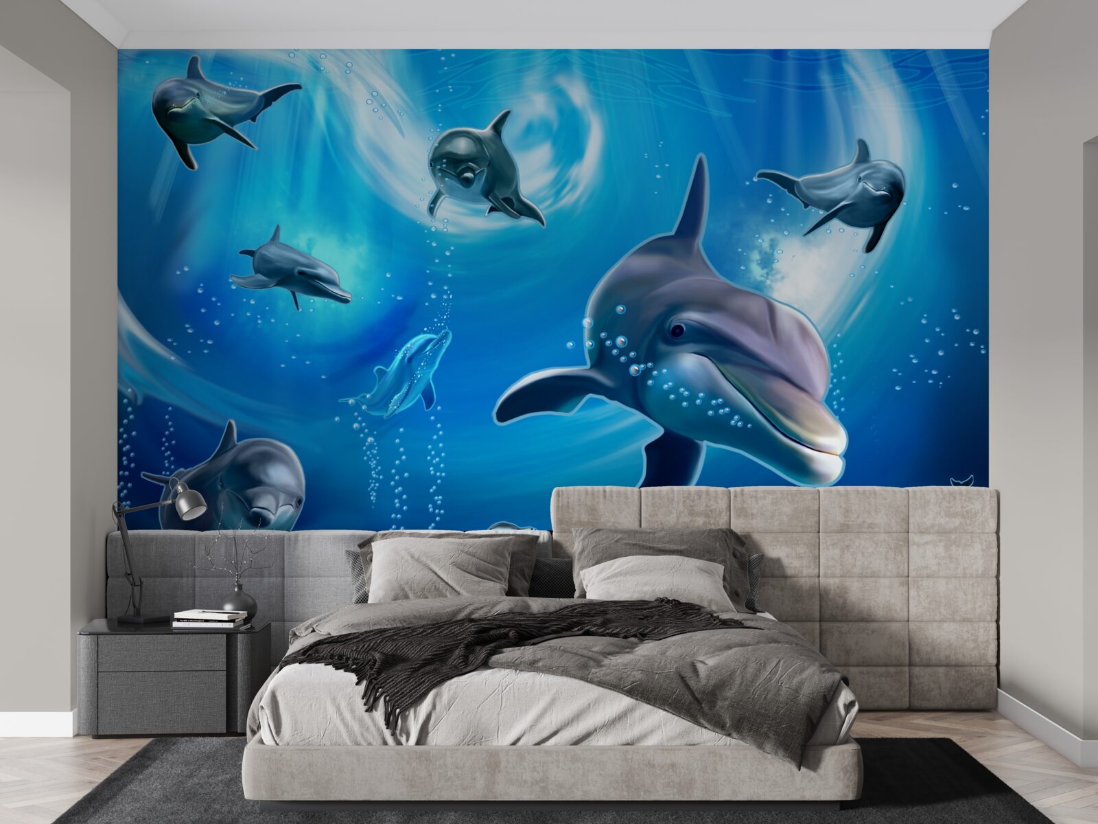 Фотошпалери чарівні дельфіни в морській безодні