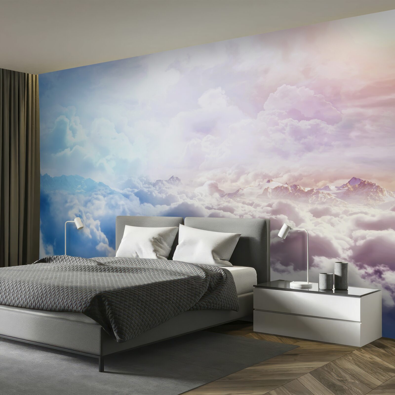 Фотошпалери небосхил хмар у відтінках рожевого та блакитного