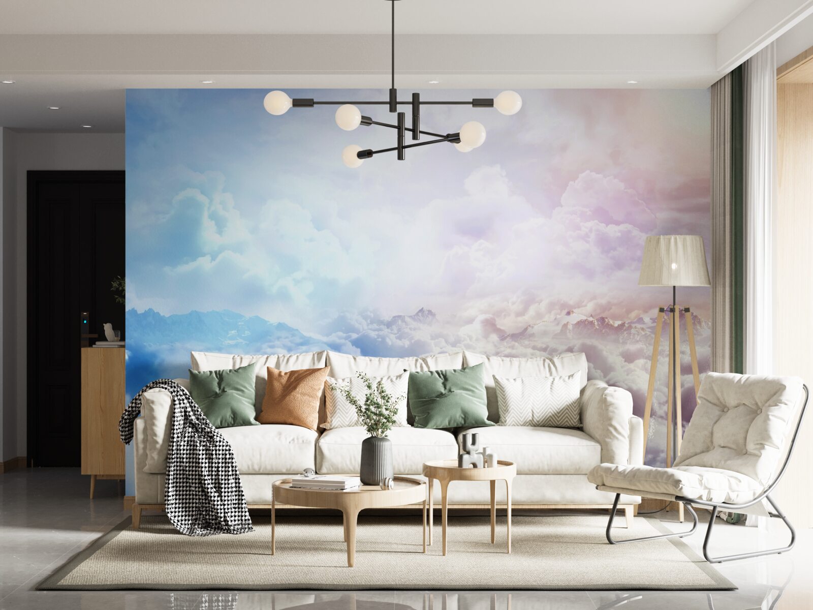 Фотошпалери небосхил хмар у відтінках рожевого та блакитного