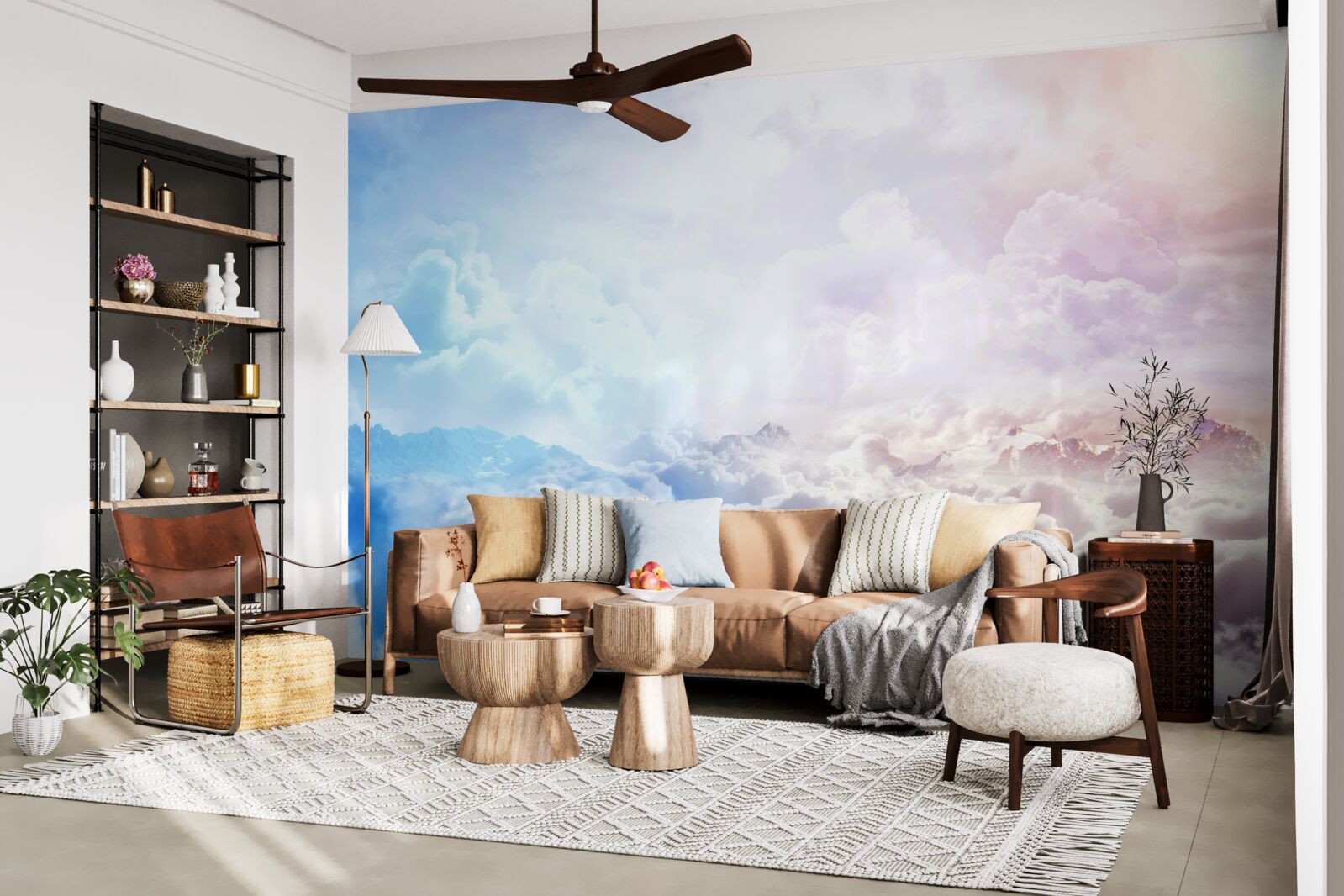 Фотошпалери небосхил хмар у відтінках рожевого та блакитного