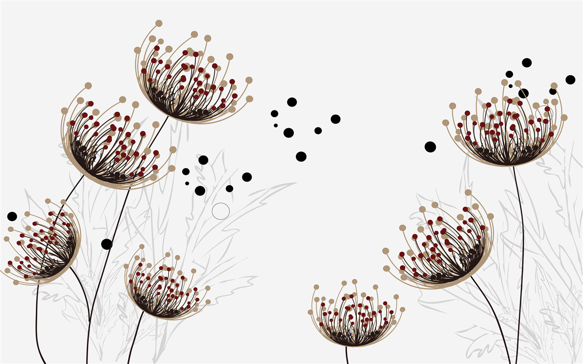 Фотошпалери біле тло, прикрашене кульбабами