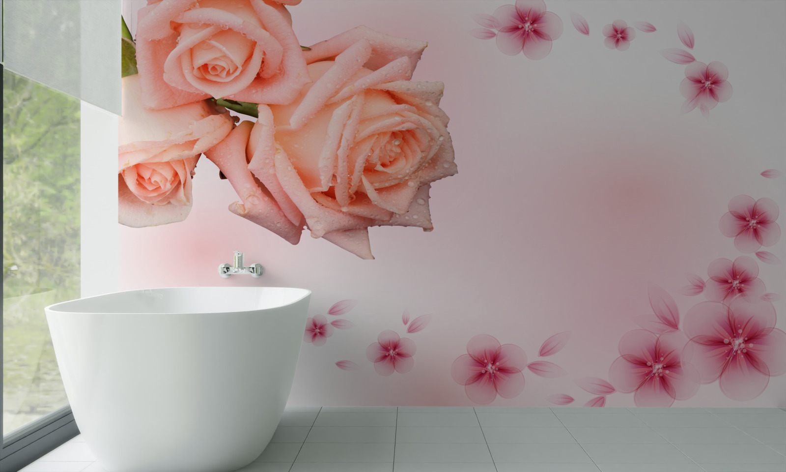 Фотошпалери рожеві квіти на тлі того ж кольору