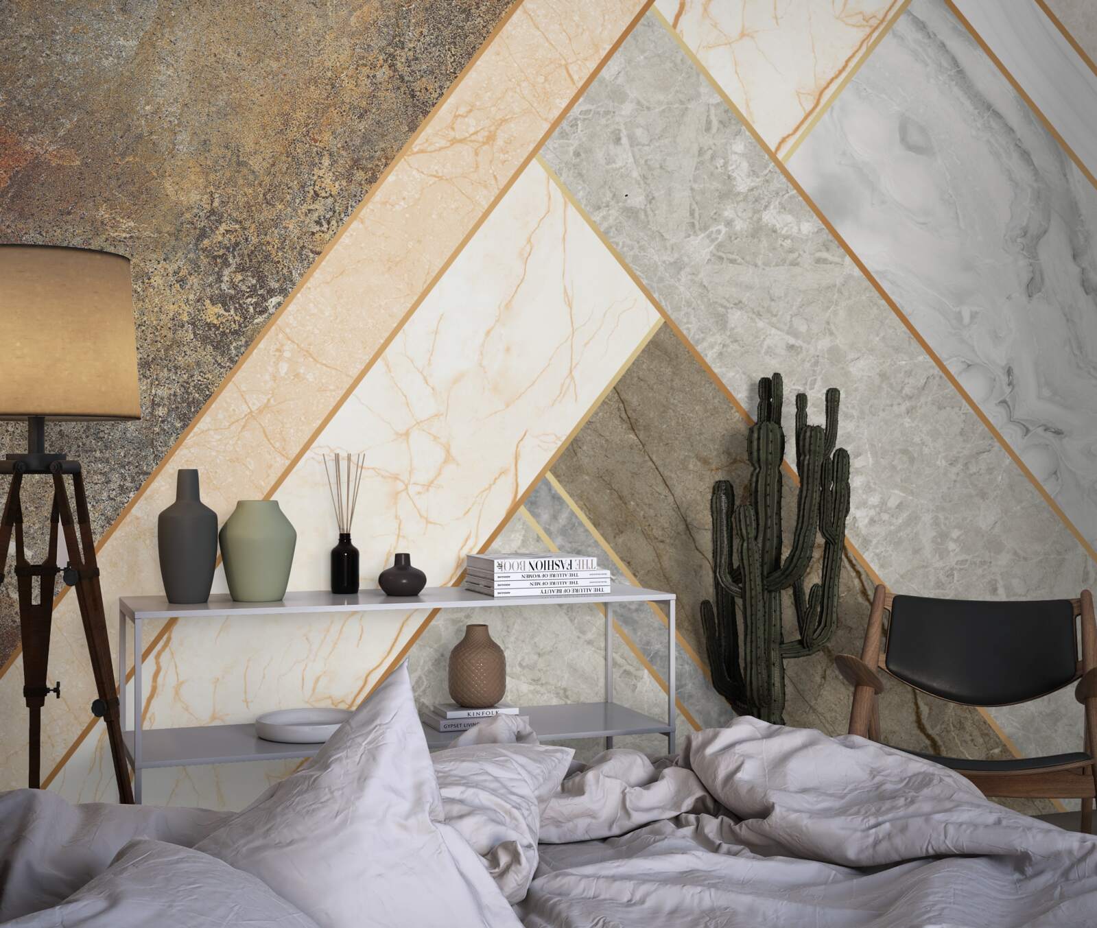 Фотошпалери мозаїка на мармурі у світлих відтінках