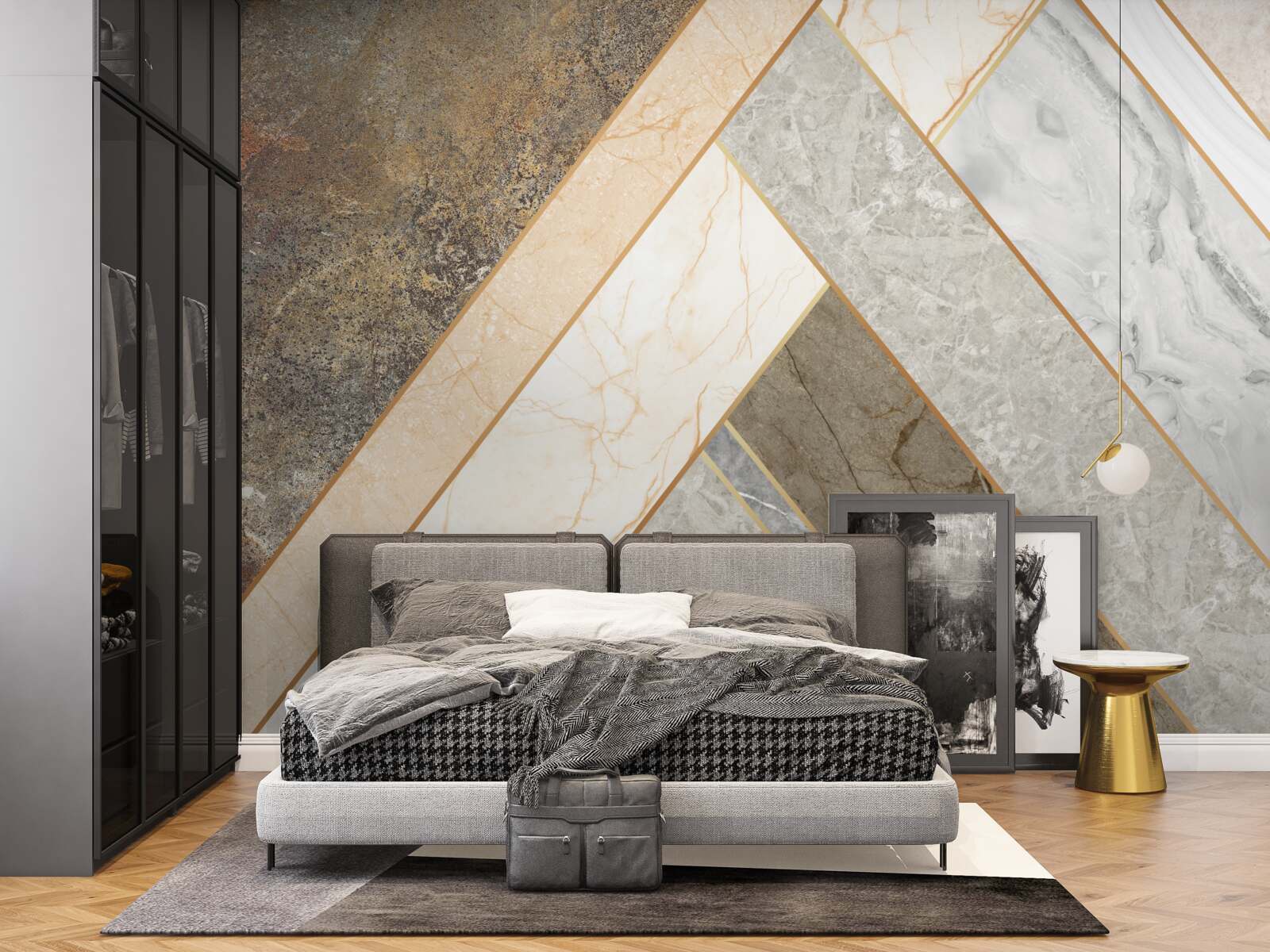 Фотошпалери мозаїка на мармурі у світлих відтінках