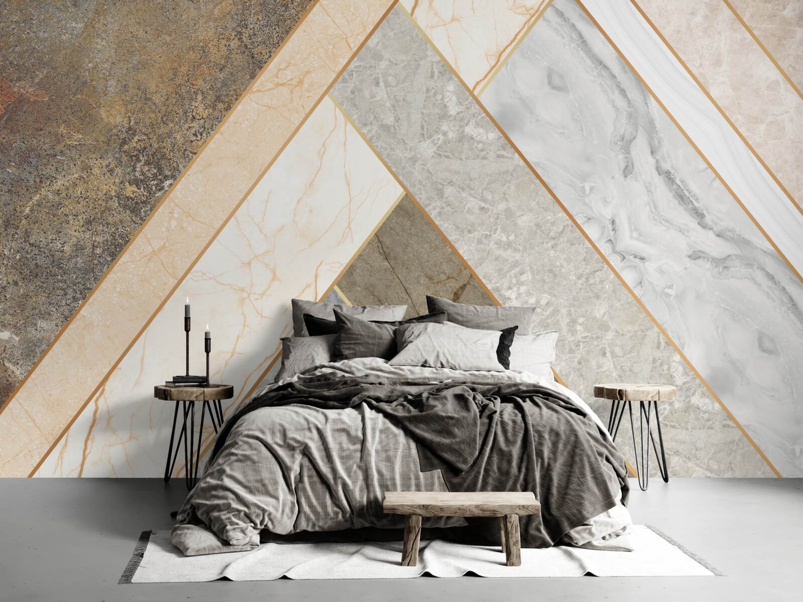 Фотошпалери мозаїка на мармурі у світлих відтінках