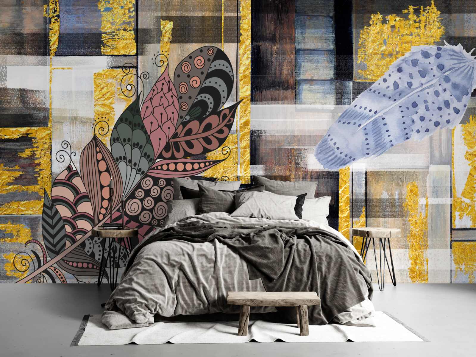 Фотошпалери абстрактне тло прикрашене дивовижним пір'ям